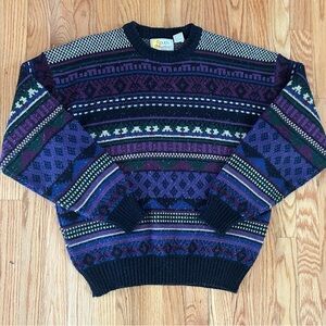 Vibrant Patterned Crewneck Sweater